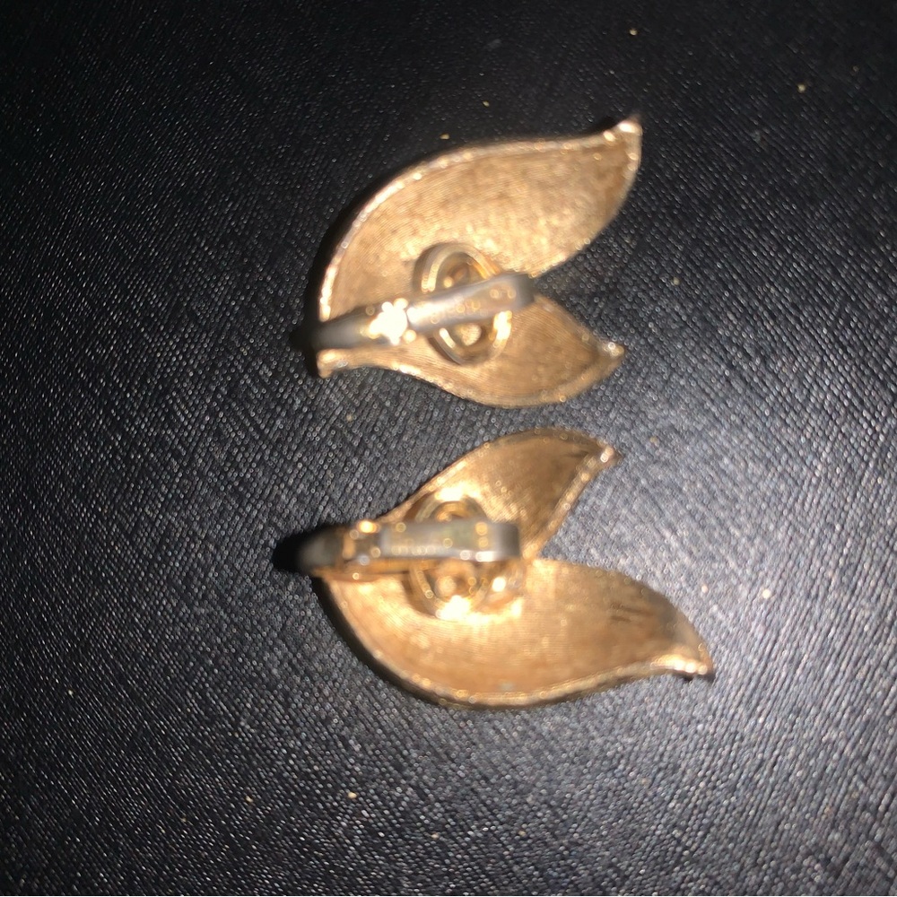 Trifari Gold Leaf Earrings